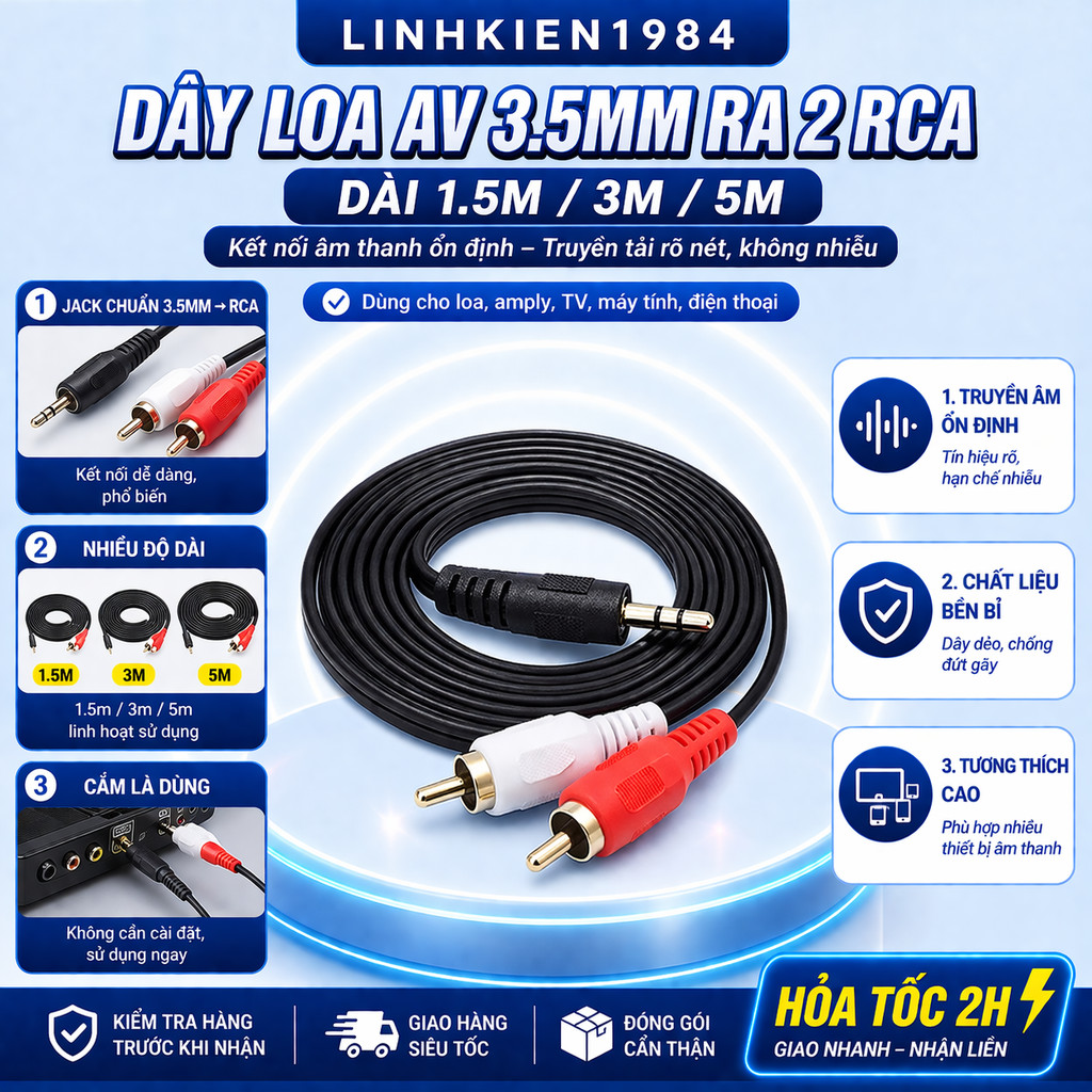 Dây loa 1 RA 2 bông sen