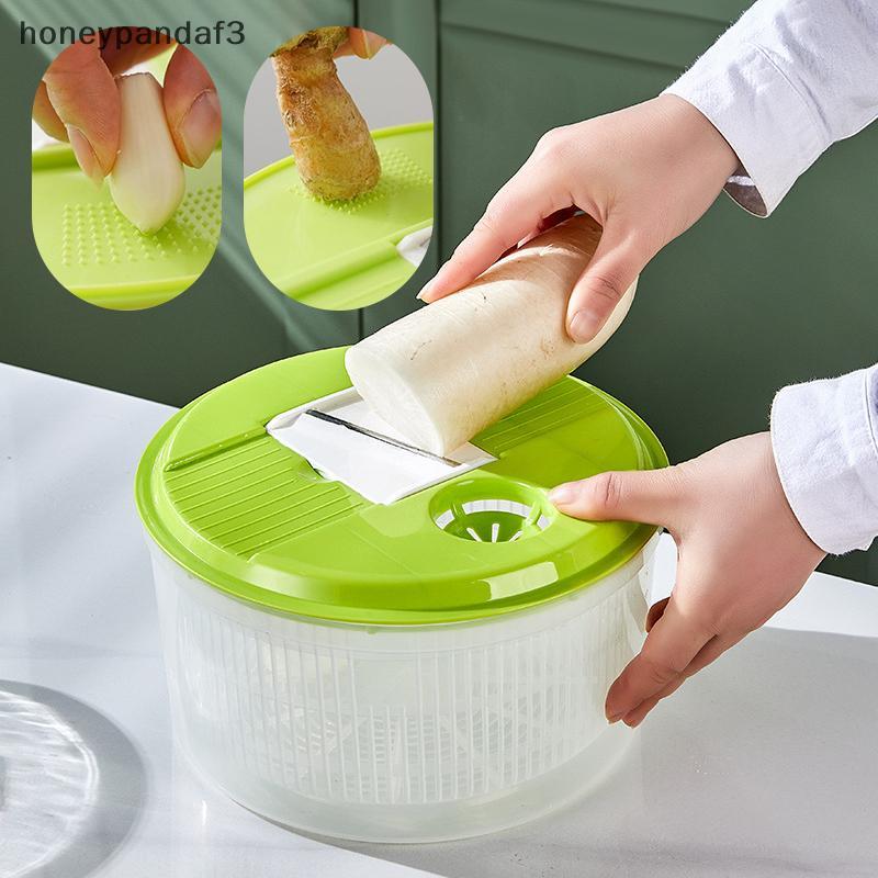 (mật ong) Máy sấy salad gia dụng 2 trong 1 Cắt và Giặt Salad Spinner Máy khử nước rau Giỏ thấm đa ch