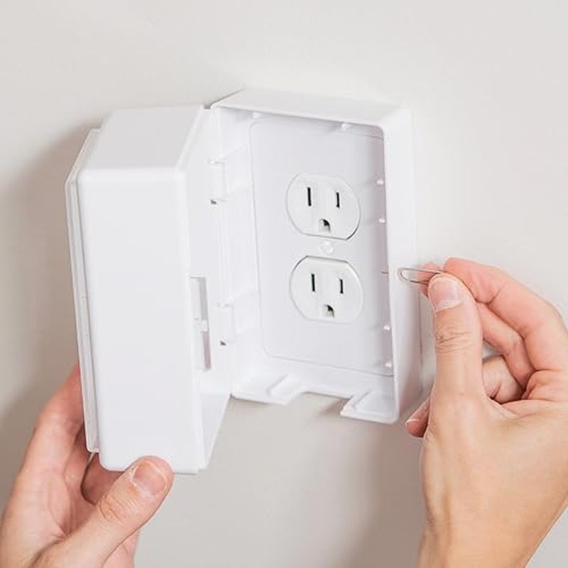 Outlet Cover Box Baby Proofing – Locking Plug Cover Box with Outlet Lock, Childproof Plug Covers for