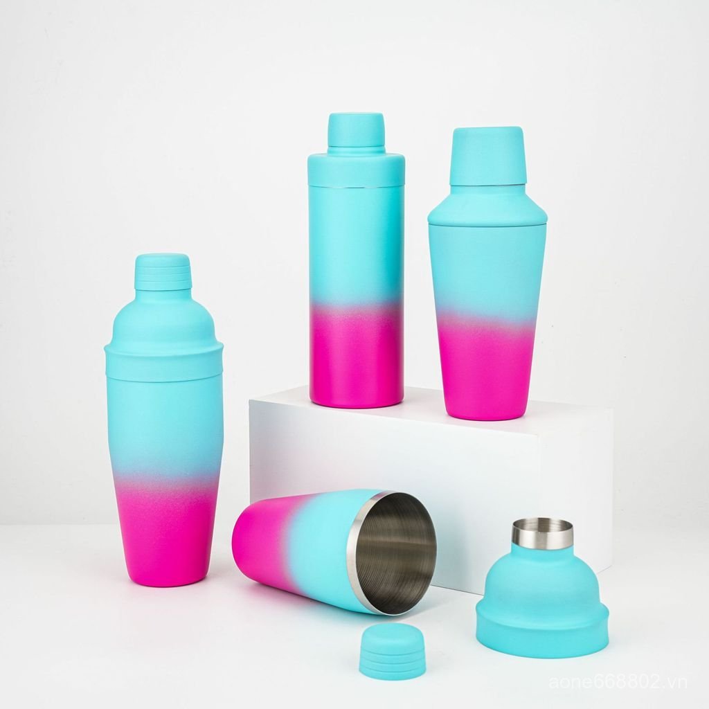 Thép không gỉ Gradient Shaker Bar Ba tầng Shaker Cocktail Shaker Shaker Shaker Milk Tea Shaker MXUR