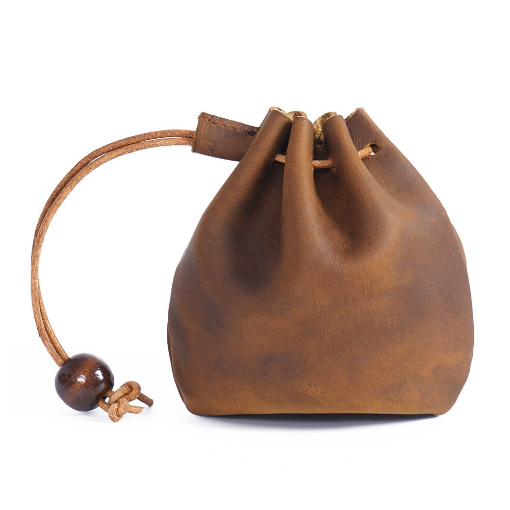HB8 Mới 100% ori Handmade 100% ori Da Unisex Ví Đựng Tiền Xu Da Bò Tiền Túi Đựng Tiền Retro Ví Dây R