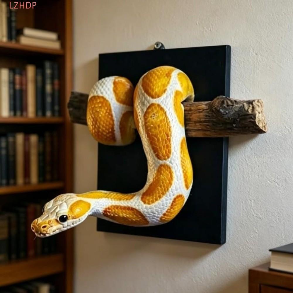 LZHDP Golden Ball Python Wall Art, Điêu khắc rắn kim loại 3D Gothic Accent thực tế, Nhựa theo chủ đề