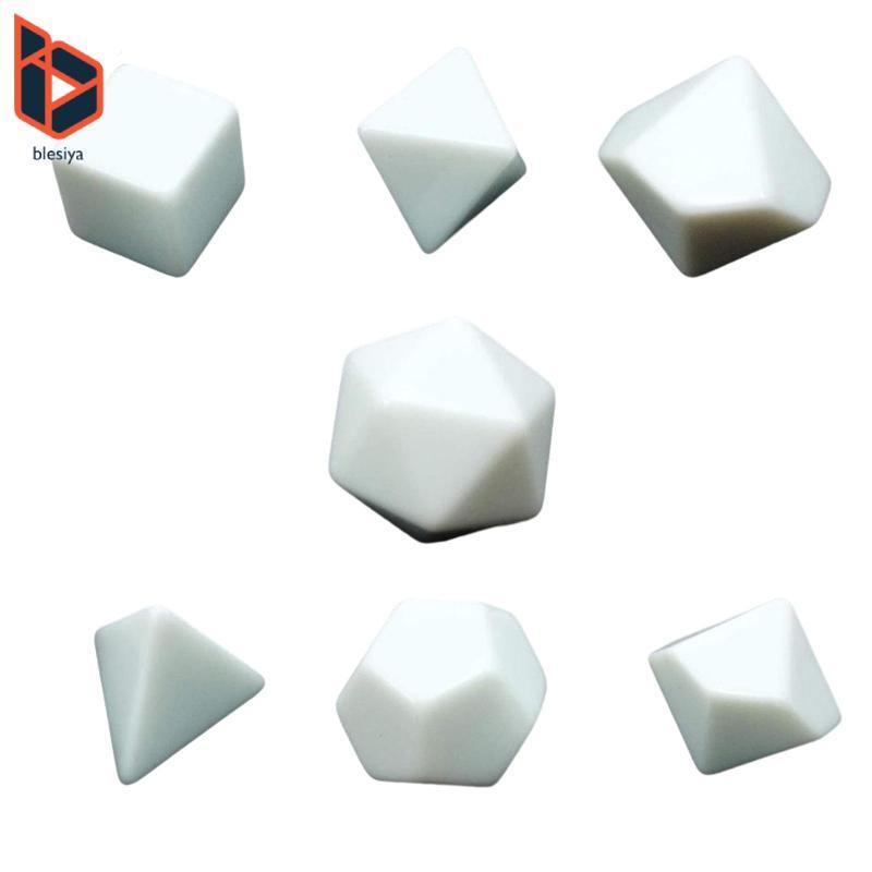 7 Chiếc Trắng Trống Dices Trống Polyhedral RPG Dices Bộ Để Làm Dices, Tranh Sáng Tạo, Ủng Hộ Đảng, P
