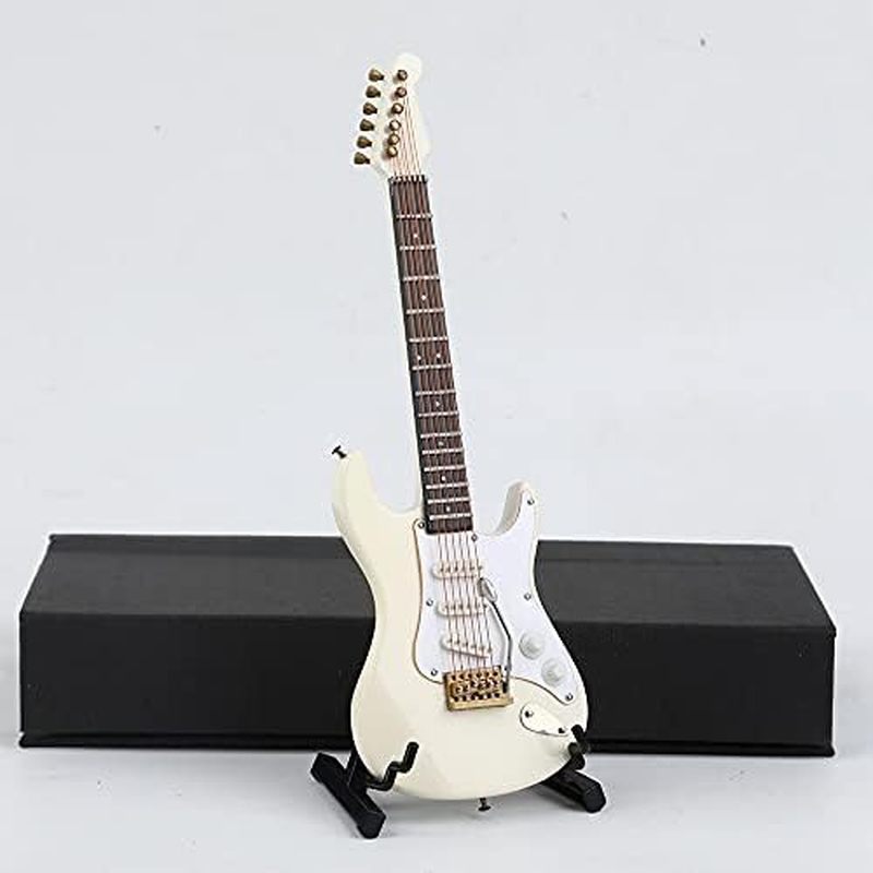 Wooden Miniature Electric Guitar with Stand and Case Mini Musical Instrument Electric Guitar Replica