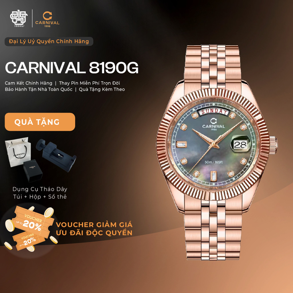 Đồng Hồ Nam Carnival 8190G-VH-DK Quartz  Hàng Chính Hãng 1994s WATCH