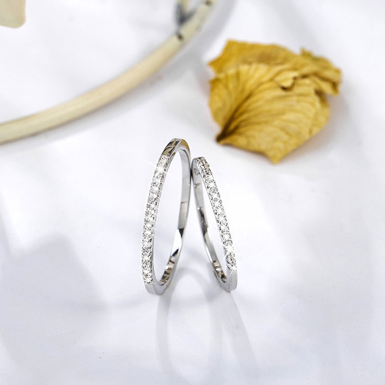 Popular~Jufeng S925Sterling silver diamond ring  Simple single-row diamond ring, tail ring, knuckle 