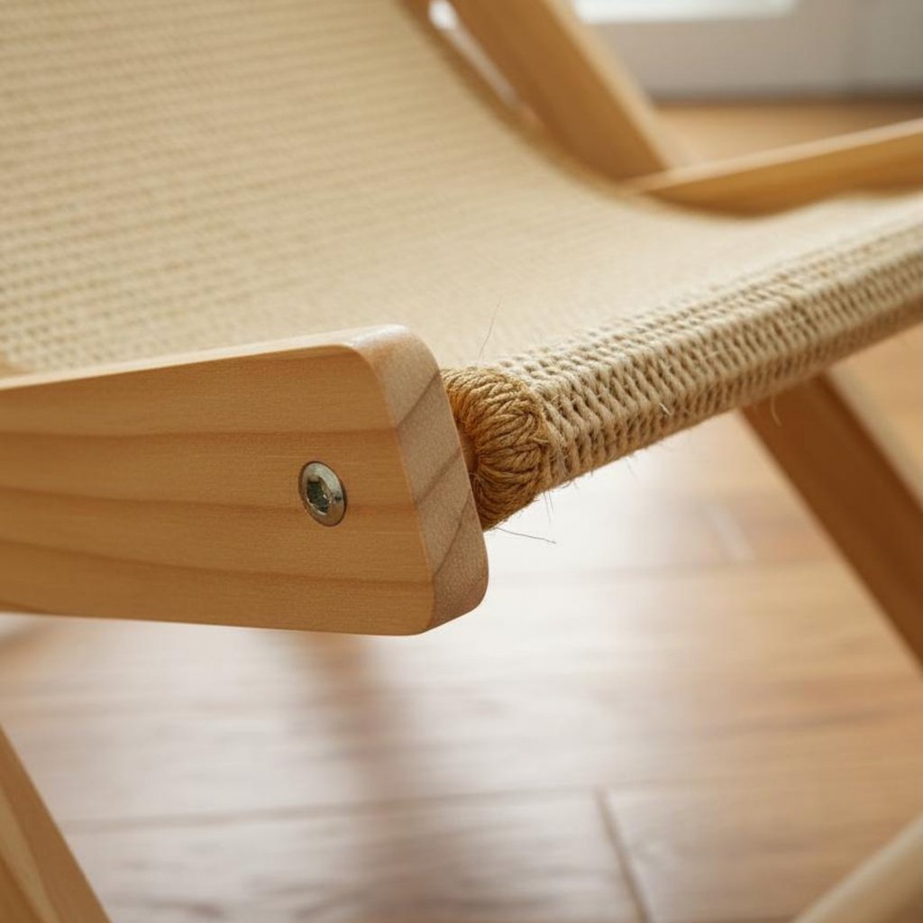 Thiết kế có thể gập lại Sisal Feline Scratcher Lounger Gỗ thoáng khí Feline Lounger cho mèo