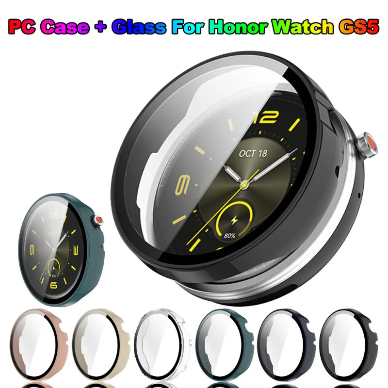 PC + Kính Cường Lực Dành Cho Honor Watch GS5 Samrt Đồng Hồ Ốp Lưng Bảo Vệ Full Cover Bảo Vệ Cho Hono