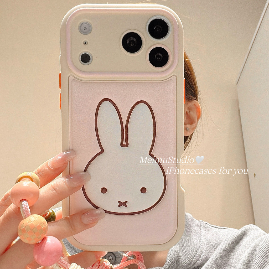 Meimu Leather Girl Pink Miffy Rabbit Thích hợp cho vỏ điện thoại Apple 17pro iphone16promax Phong cá