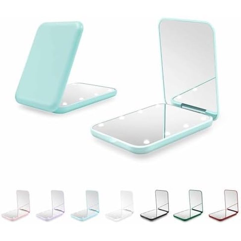 Compact Mirror, 1X/3X Magnification LED Pocket Mirror with Nternal BIattery, Mini Mirror for Purse, 