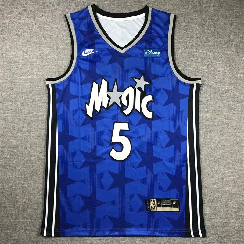 Áo jersey bóng rổ Orlando Magic Paolo Banchero số 5, thêu logo, màu xanh đậm