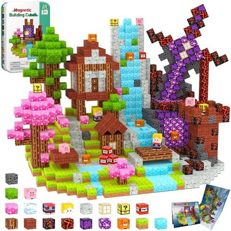 Magnetic Blocks Travel Magnetic Building Blocks Cubes - 150 PCS Tin Box Magnet Toys Set STEM Educati
