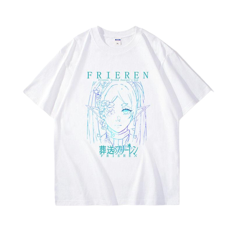 Rieren Beyond Journey's End & Frieren - Áo Thun Oversized Họa Tiết Anime, Phong Cách Y2K