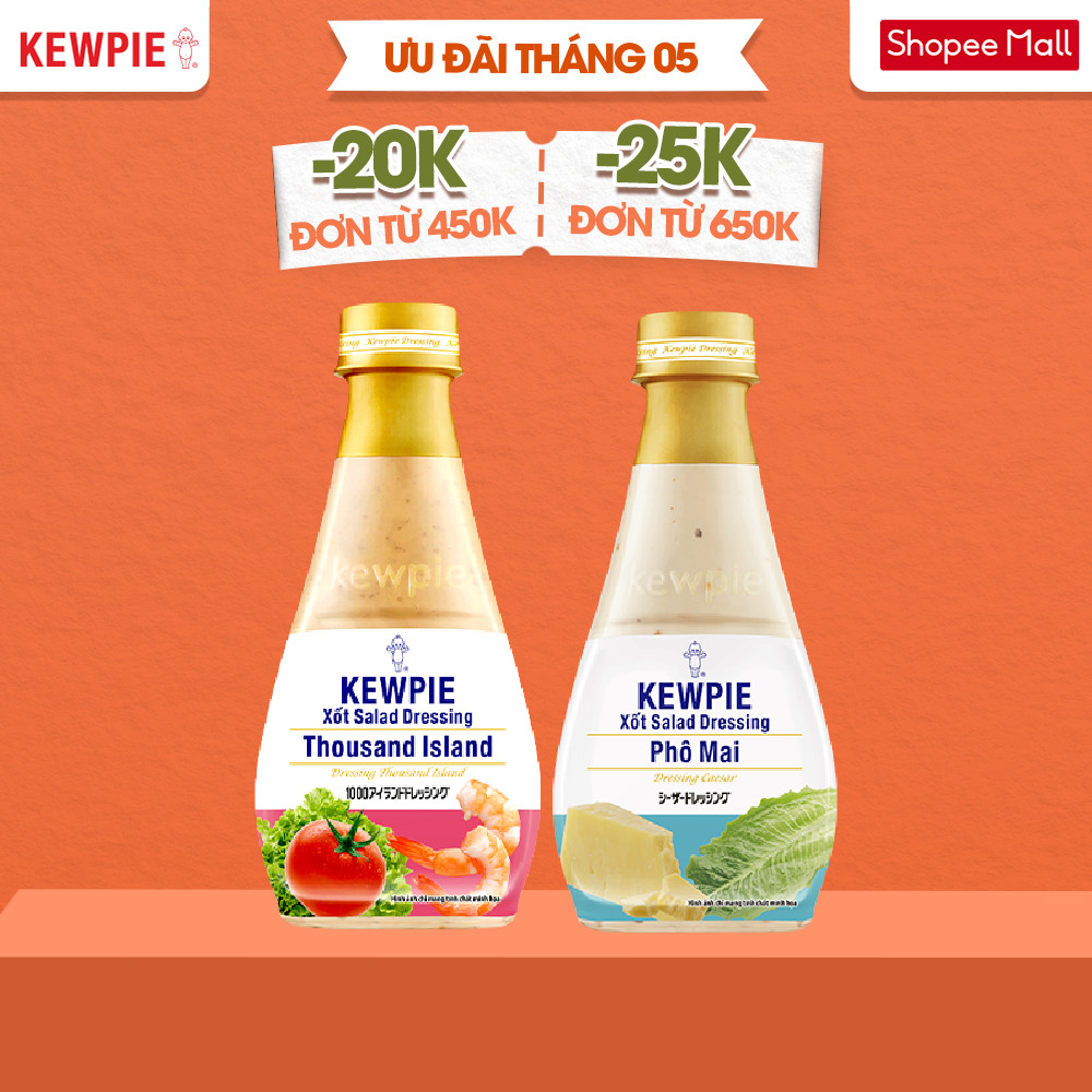 Combo món Âu Kewpie: Xốt Salad Dressing Thousand Island 210ml & Phô Mai 210ml
