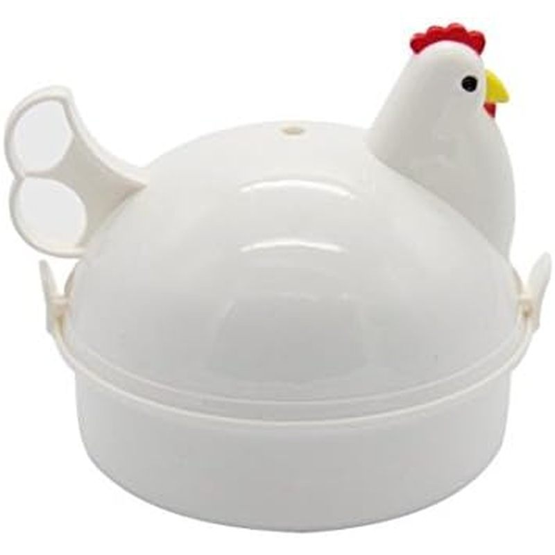 Chicken Shape Microwave Egg Cooker 4 Eggs Capacity Boiler Steamer Poacher for Omelet & Soft, Medium,