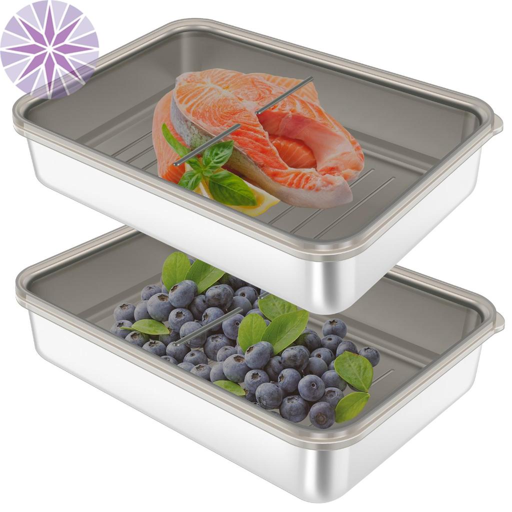 2 Chiếc Deli Hộp Đựng Thịt Dày Bằng Thép Không Gỉ Phô Mai Hộp Đựng Thực Tế Deli Meat Keeper Đa Năng 