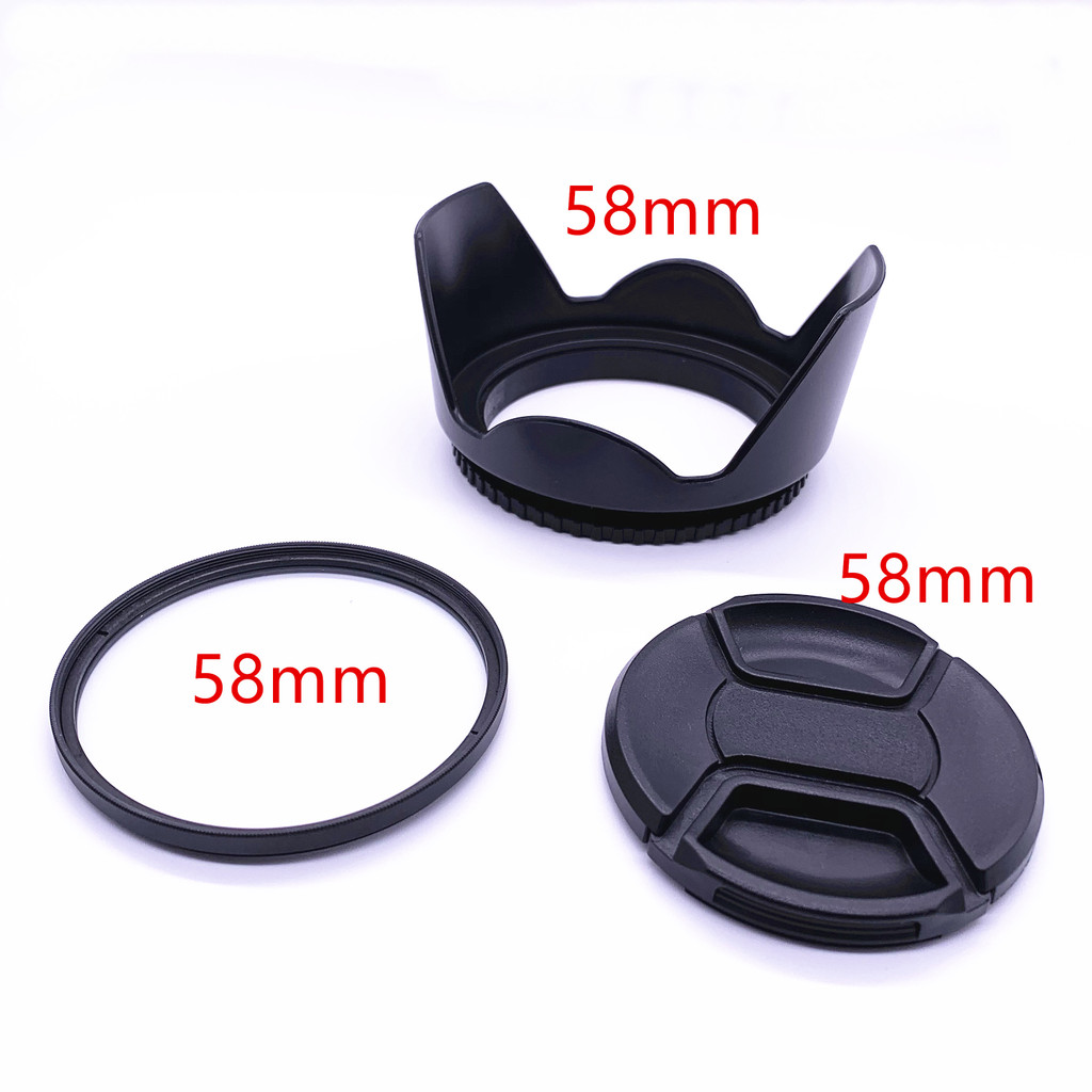 Mũ trùm đầu ống kính 58mm Bộ lọc UV cho Samsung NX10 NX11 NX100 18-55mm