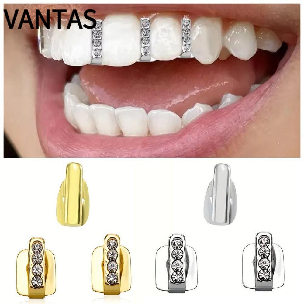 VANTAS 3 Cái Grillz, Rỗng Kim Cương Giả Hip Hop Răng Grillz, Sáng Bóng Răng Trang Sức Nam Nữ