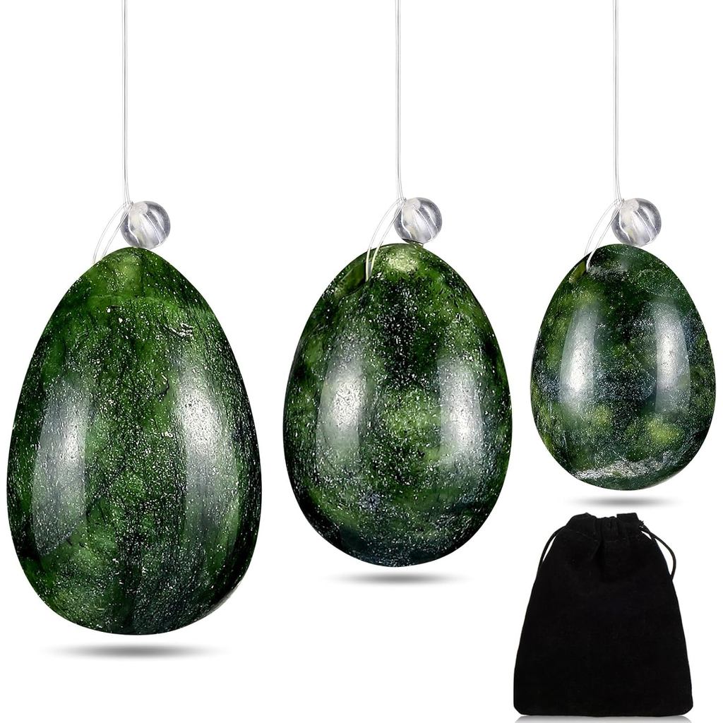 Inbagi 3 Quả Bóng Kegel Cho Nữ Đá Yoni Nephrite Ngọc Trứng Kegel Massage Đá Ngọc Pha Lê Để Tập Thể D