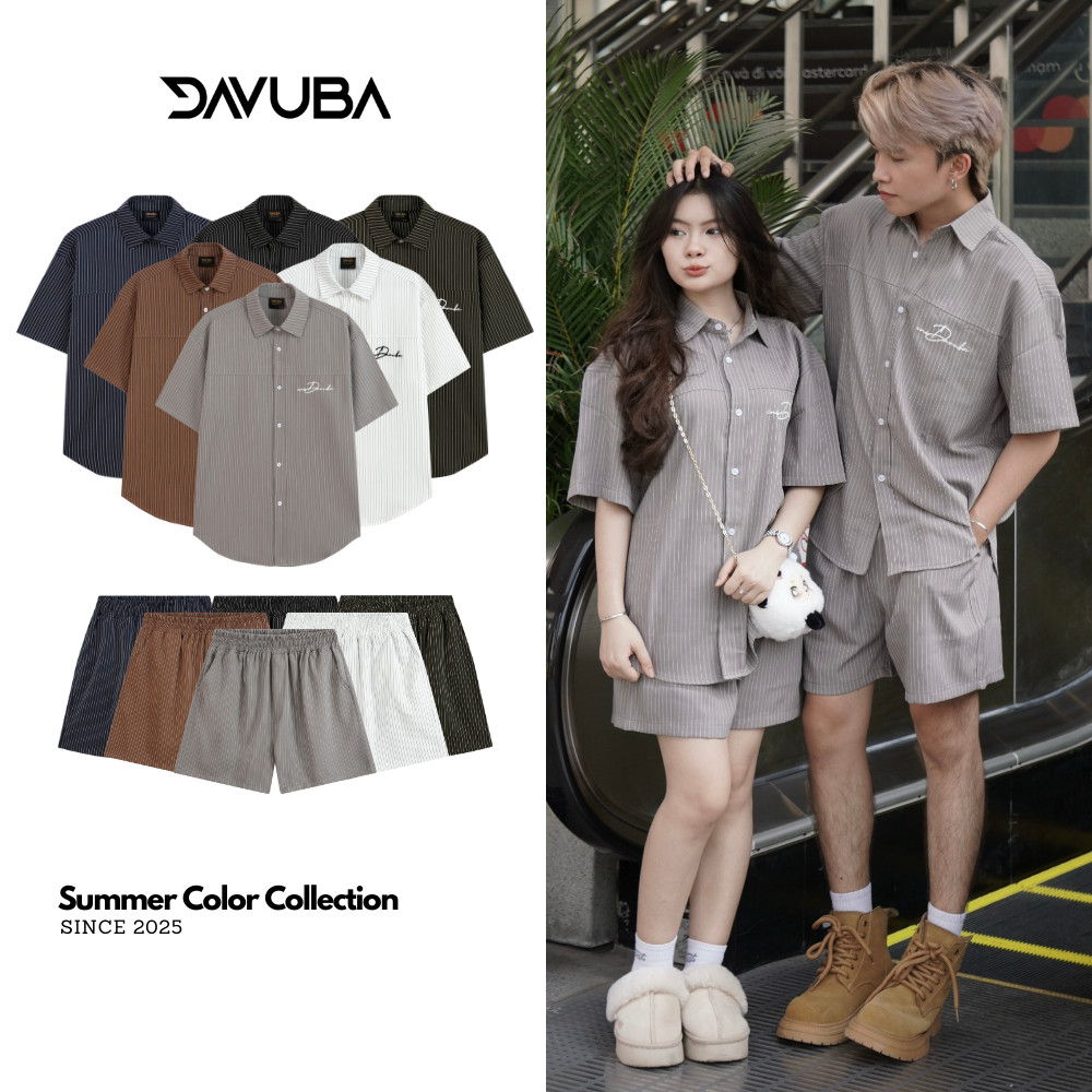 Bộ quần áo sọc tay áo thêu Logo DAVUBA SM130