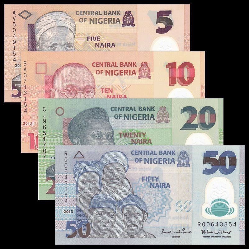 Nigeria 5 / 10 / 20 / 50 Nira Nhựa Tiền Giấy Ngoại tệ Thương Hiệu Mới Đồng Xu Bộ Sưu Tập UNC Fidelit
