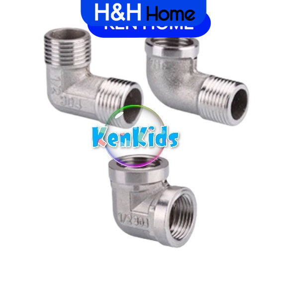 Co 21 inox ren trong ren ngoài , phụ kiện co inox răng 21 , co cong 90 độ  H&H HOME