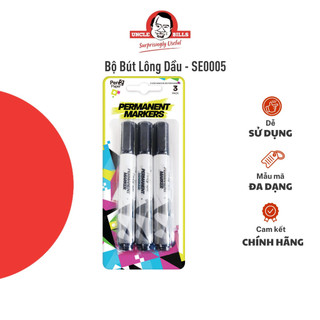 Bộ 3 cây bút lông dầu uncle bills màu đen bút lông cao cấp tiện dụng - se0005