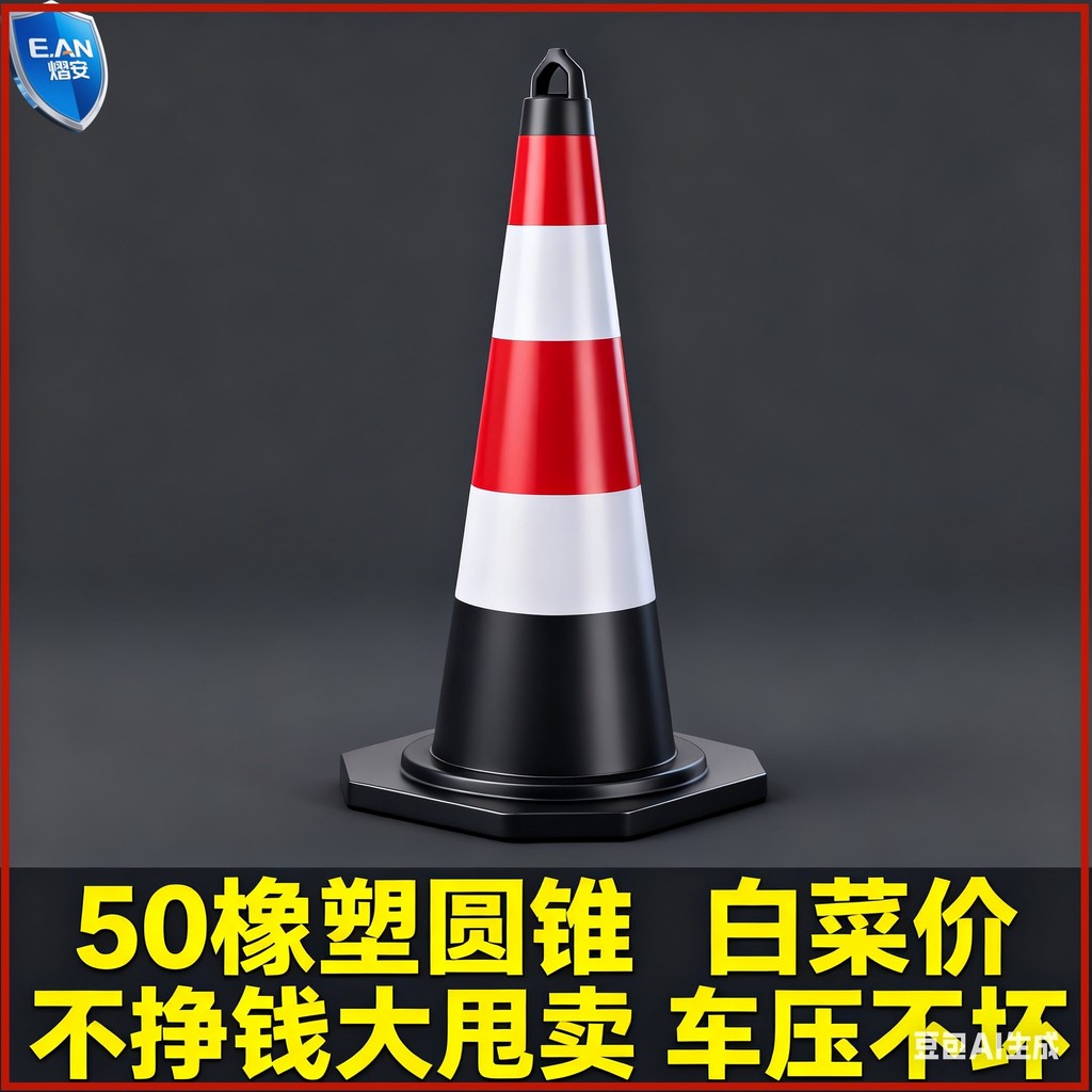 50cm Cao Su Nhựa Nón Phản Quang Nón Kem Ống Nâng Vòng Cách Ly Nón Có Thể Tháo Rời Chặn Đường Xây Dựn
