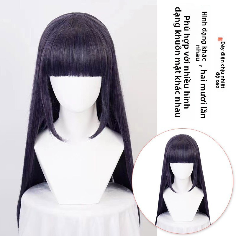 Wig Cosplay Hyuga Hinata - tóc giả anime màu đen tím thẳng 60cm