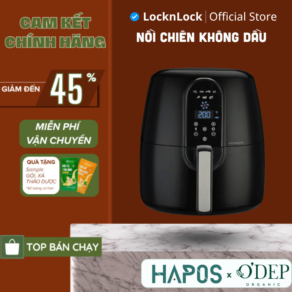 Nồi chiên không dầu LocknLock 5,2 Lít Chính hãng, EJF351BLK - HAPOS LOF