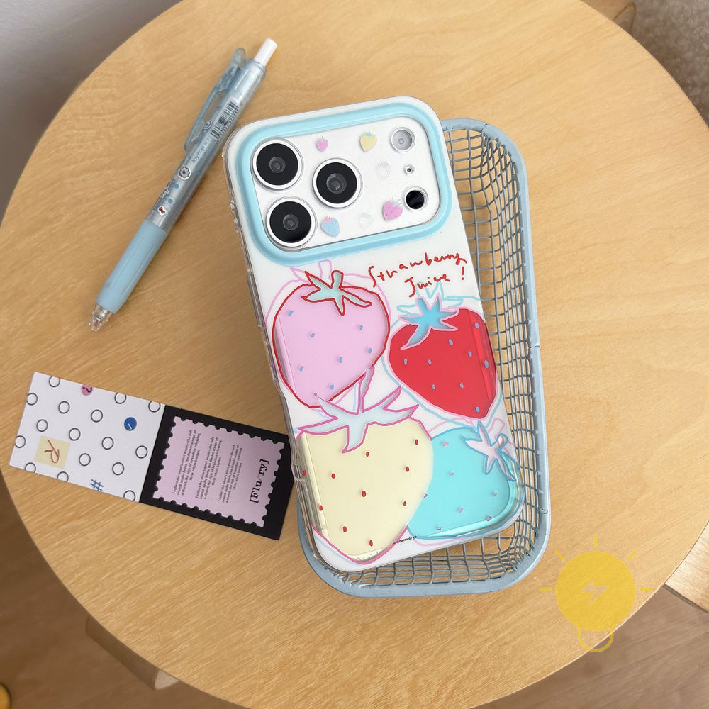 Phone Case For iPhone 17 Pro Max 16 15 TPU Air Bag Strawberry Air Bag Aesthetic Korean Cute