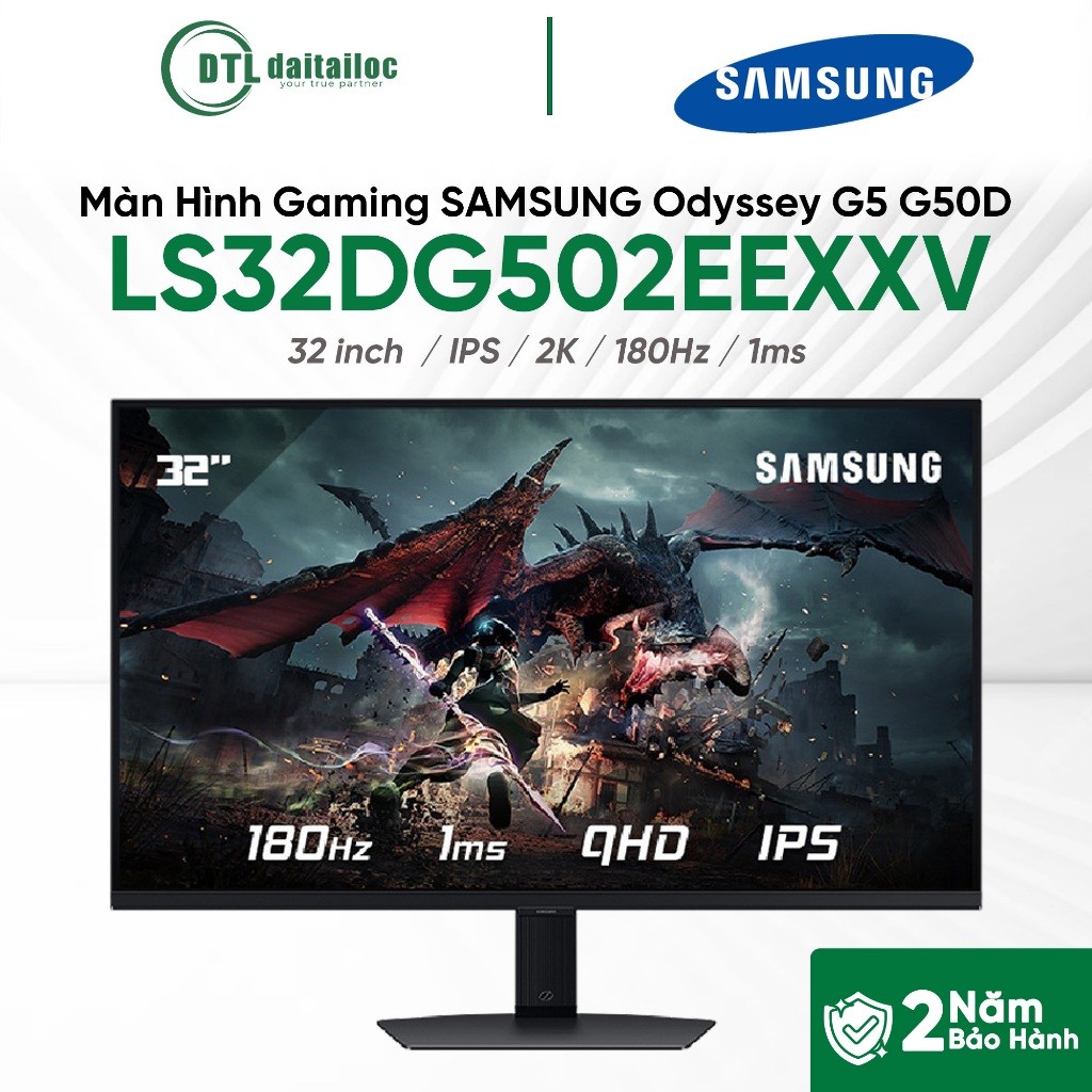 Màn Hình Gaming SAMSUNG Odyssey G5 G50D LS32DG502EEXXV  32 inch  IPS 2K 180Hz 1ms | Chính Hãng | Bảo