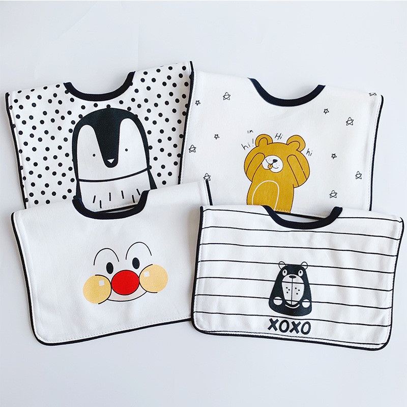 INS Korean Style Baby Bib Baby Cotton Pinafore Baby Bib 0-1-2 Years Old Cartoon Newborn Bib i3AE