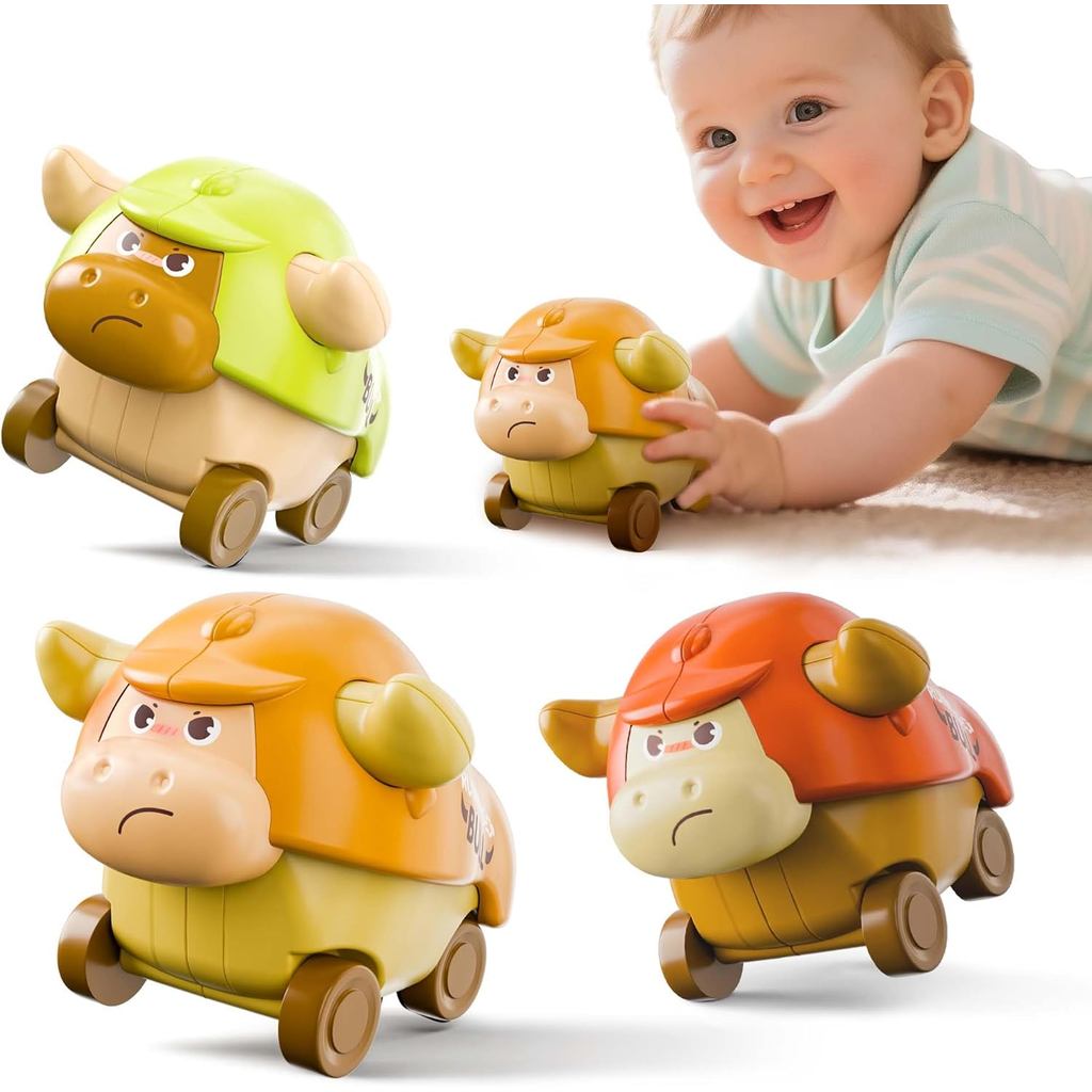 IPlay, iLearn Press to Go Đồ chơi ô tô dành cho trẻ mới biết đi, Xe đua động vật Mini cho bé, Bộ 3 x