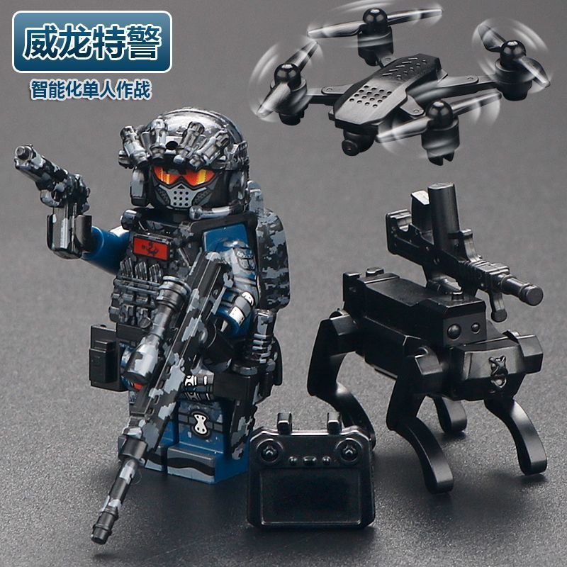 Tương thích với Delta Mobile Forces Veyron Building Blocks Minifigures Quân đội SWAT 6 đến 8 tuổi Đồ