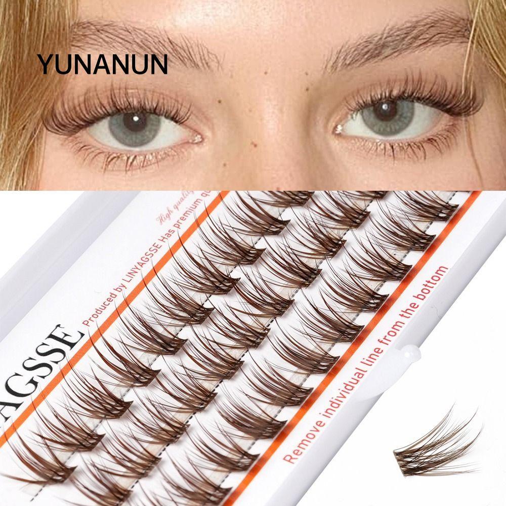 YUNAUN Lông mi riêng lẻ, dài 11 ~ 15mm C / D Curl Brown Anime Cluster Mi, Lông mi giả cổ tích Wispy 
