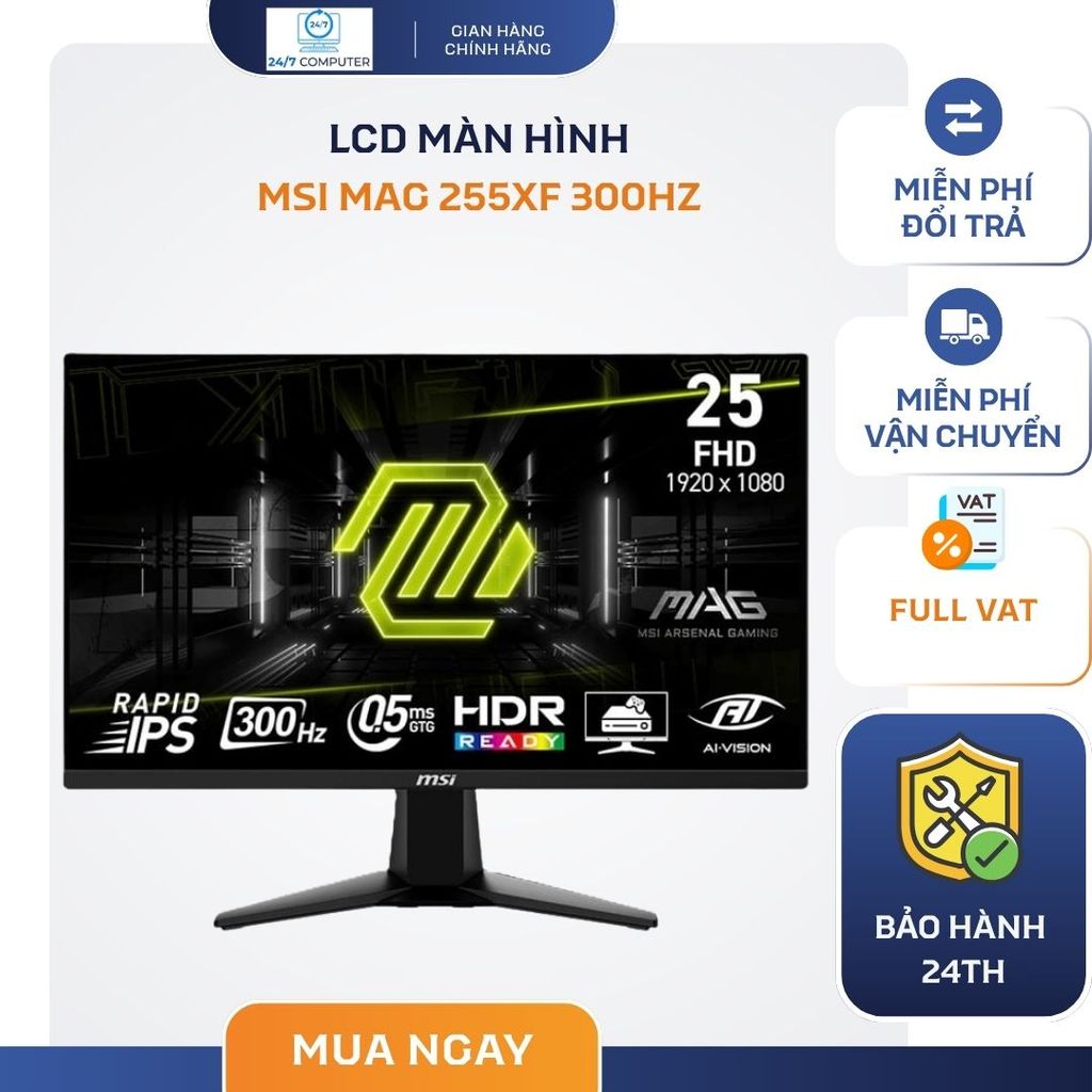 Màn Hình Gaming MSI 255XF 255PXF 24.5 inch Full HD IPS 300Hz 0.5ms - Gaming Mượt Mà, Chính Hãng