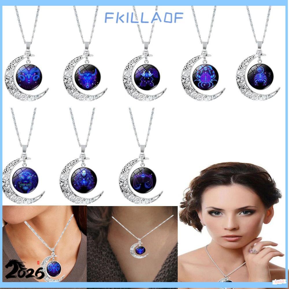 FKIL 12 Chòm Sao Mặt Trăng Vòng Cổ, Quà Tặng Giáng Sinh Bọ Cạp Nhân Mã Mặt Dây Chuyền 12 Cung Hoàng 
