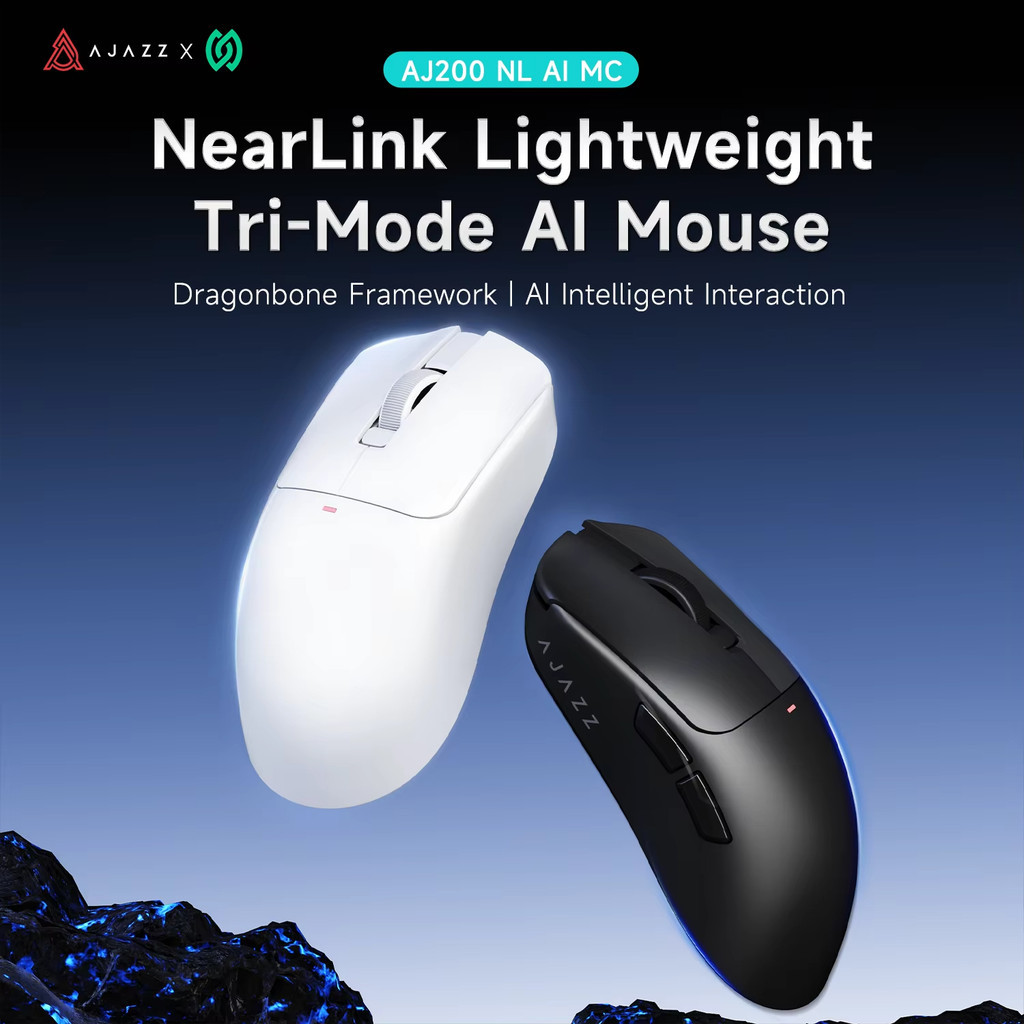 AJAZZ AJ200 NL AI MC Chuột chơi game ba chế độ không dây AI Điều khiển bằng giọng nói StarLight Blue