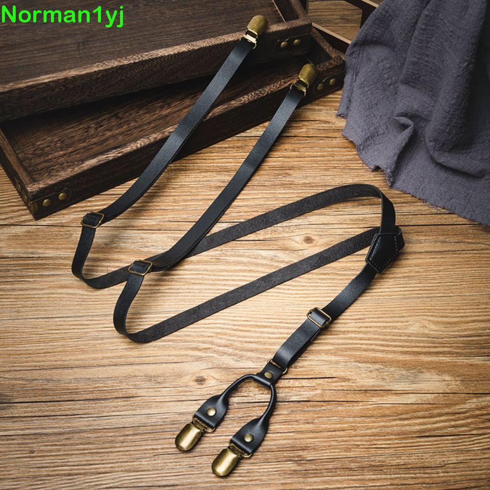 NYVEX Suspenders Cho Nam, Dây Da Đen 1.5CM, Phong Cách Anh Đơn Giản với Kẹp Kim Loại