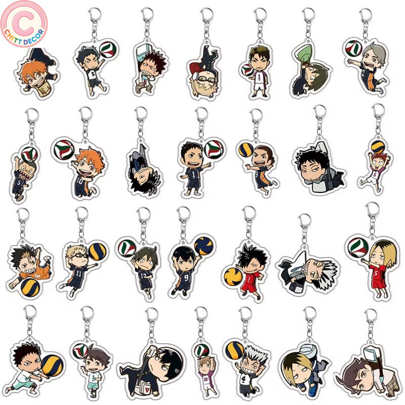Móc khoá Anime Haikyuu Acrylic Hinata Shoyo Tobio Kageyama Daichi Sawamura mica acrylic xinh xắn dễ 