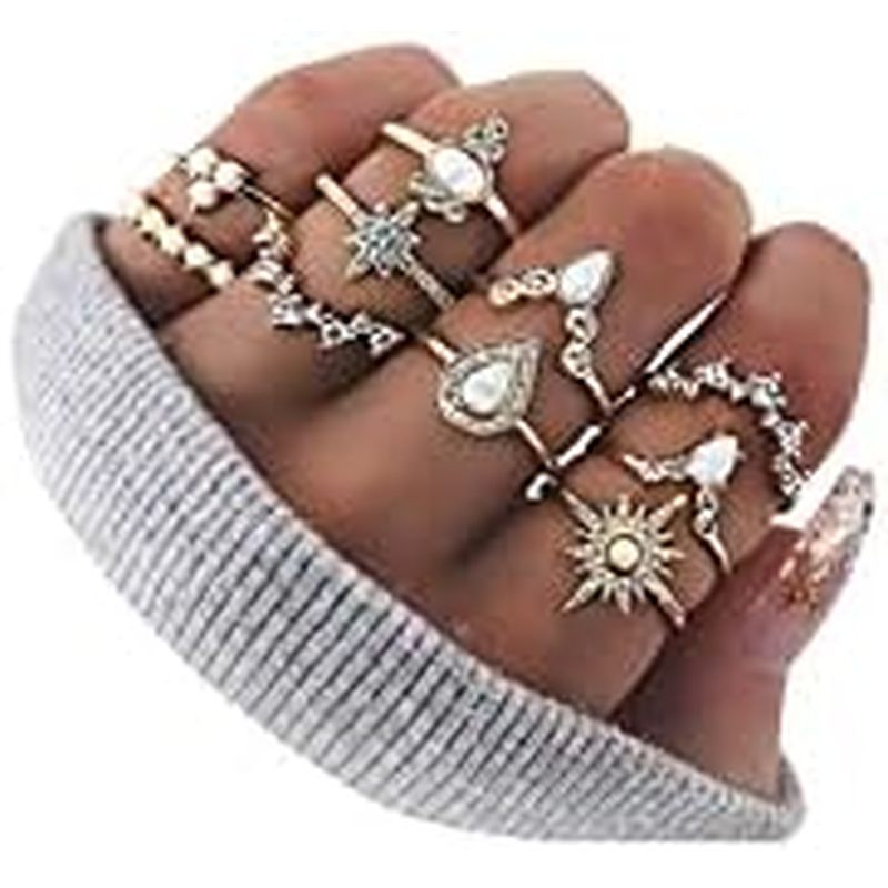 tackable Rings for Women Stocking Stuffers for Teen Girls Trendy Cute Rings Boho Moon Star Butterfly