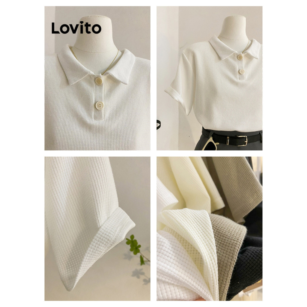 (Trendy) Lovito Áo thun giản dị trơn -Váy đan -Áo thun nam nữ L68ED039 (Nhiều màu)