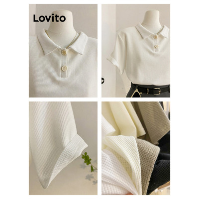 (Phong cách thường ngày) Lovito Áo thun giản dị trơn -Váy đan -Áo thun nam nữ L68ED039 (Nhiều màu)