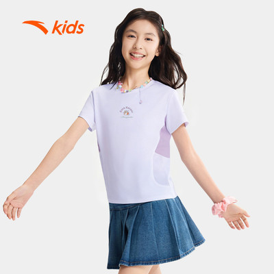 Anta Kids Áo Thun Thời Trang Thể Thao Bé Gái Từ 6-14 Tuổi Thoáng Mát, Thoải Mái Vận Động 3626B6107 năng động