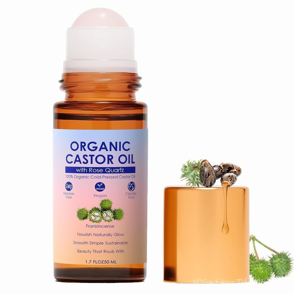 OrganicCastorOilwithRoseQuartzRoller, 100% PureCold-Pressed, OrganicCastorOilRollOnRoseQuartz, Hexan