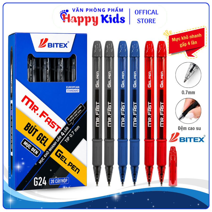 Bút Gel Mr.Fast Bitex G24 Ngòi 0.7mm Mực Ra Đều Liên Tục, Khô Nhanh Gần 4 Lần, Thiết Kế Sang Trọng -