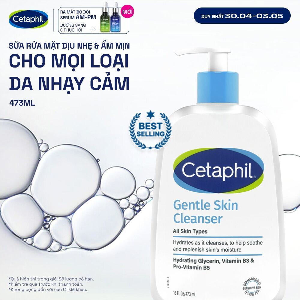 Sữa rửa mặt dịu lành cho da nhạy cảm CETAPHIL GENTLE SKIN CLEANSER 473ML