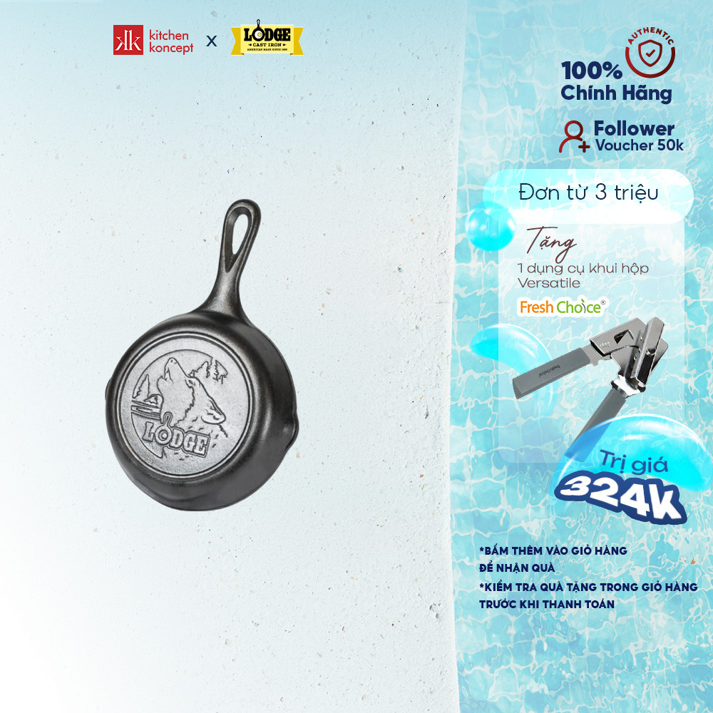 Chảo Gang Đáy Hình Sói Lodge - 16.5cm