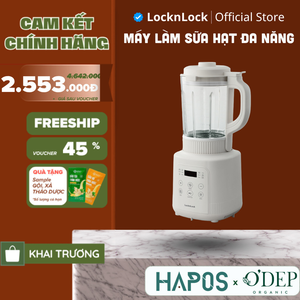 Máy làm sữa hạt đa năng LocknLock 1.75L Chính hãng, lưỡi dao 8 cánh, điều khiển cảm ứng EJM426IVY - 